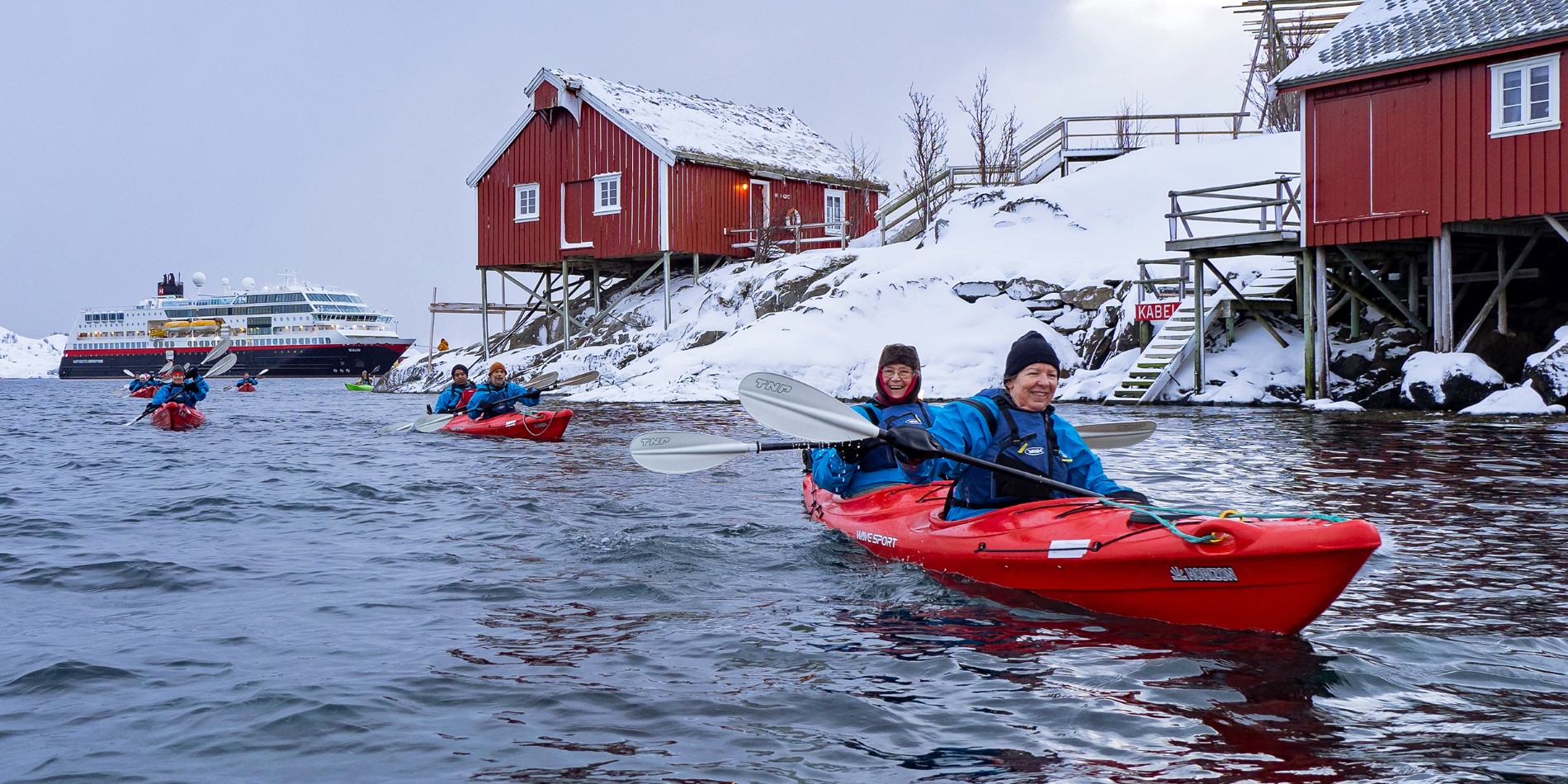 struktur Vær tilfreds Postkort Kajakroning ved Lofoten – vinter | Hurtigruten